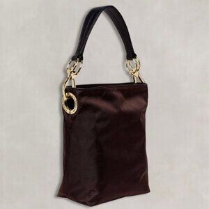 JPK Paris Bucket Bag Snap Closure Functional Pockets Removable Strap Brown W OS